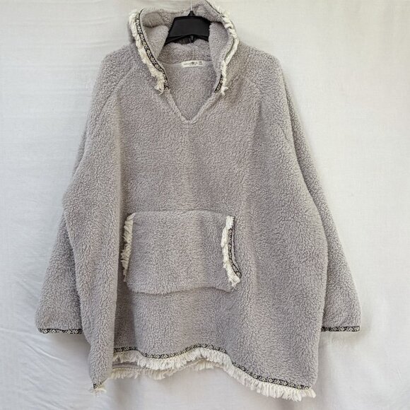 Natural Life Jackets & Blazers - Natural Life Sherpa Fringed Trim Hooded Jacket One Size O/S Beige Fleece Boho